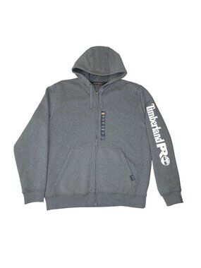 Timberland Pro Mens Charcoal Heather Hoodie L Original Fit Full-Zip Cotton Blend